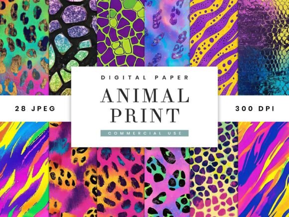 Download Watercolor Animal Prints Digital Paper - Animal Collection