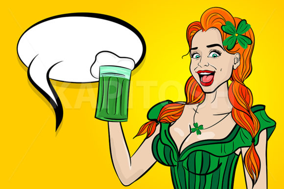 Download Pop Art Sexy Woman Hold Mug Beer Patrick - Sexy woman Collection