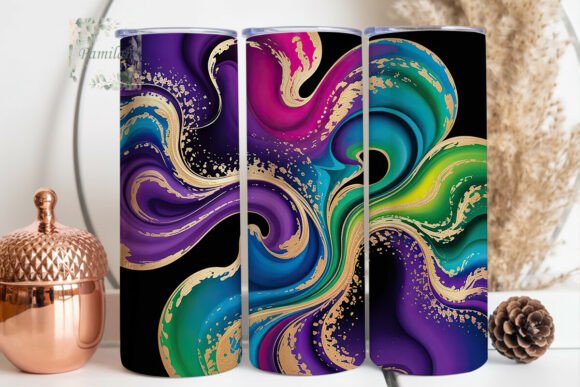 Download Purple Teal Gold Fluid Art Tumbler Wrap - Teal Collection