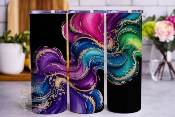 Download Purple Teal Gold Fluid Art Tumbler Wrap - Teal Collection