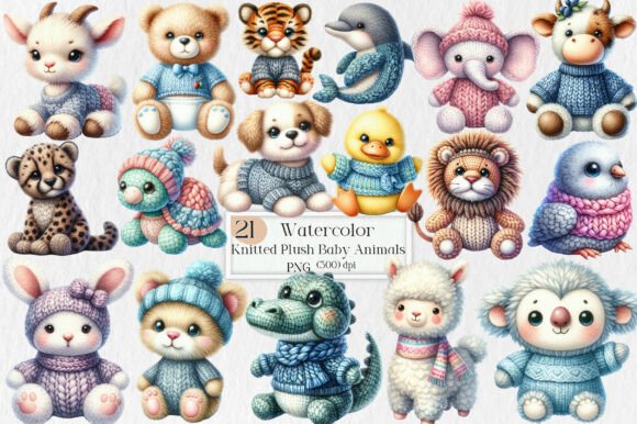 Download Knitted Plush Baby Animals Clipart PNG - Animal Collection