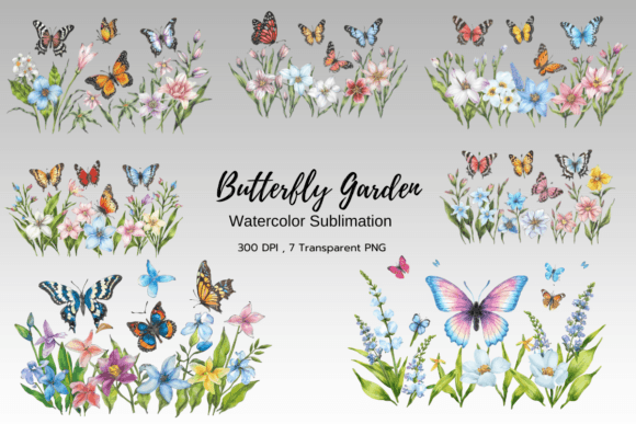 Download Butterfly Garden Watercolor Sublimation - Butterfly Collection