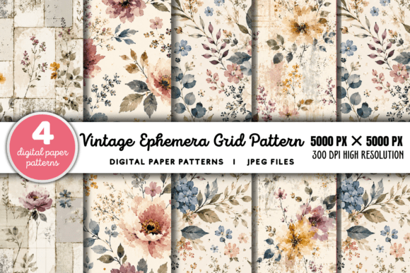 Download Vintage Grid Lined Ephemera Pattern 3 - Premium Resources