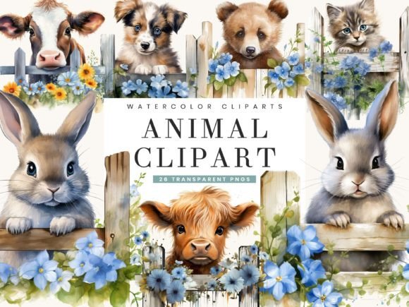 Download Watercolor Animal Prints Clipart Bundle - Animal Collection
