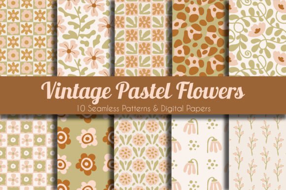 Download Vintage Pastel Flowers Seamless Patterns - Flower Collection