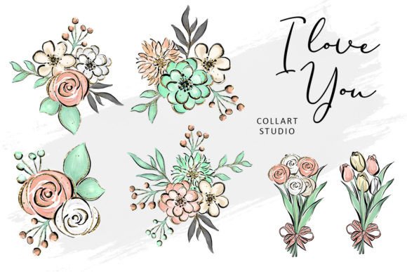 Download Cute Valentine Illustrations, Flowers - Flower Collection