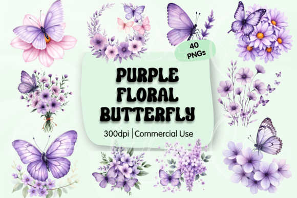 Download Purple Floral Butterfly Clipart - Butterfly Collection