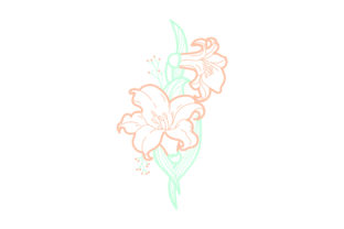 Download Orange Flowers Embellishment Outline - Light Colors - Flower Collection