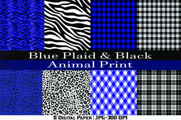 Download Blue Plaid &amp; Black Animal Prints - Animal Collection