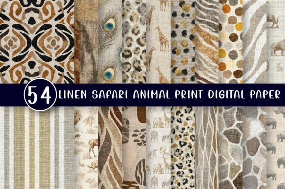 Download Linen Safari Animal Print Digital Paper - Animal Collection