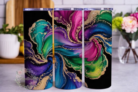 Download Purple Teal Gold Fluid Art Tumbler Wrap - Teal Collection