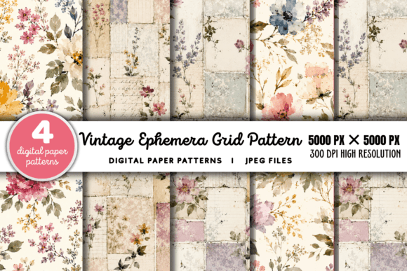 Download Vintage Grid Lined Ephemera Pattern 2 - Premium Resources
