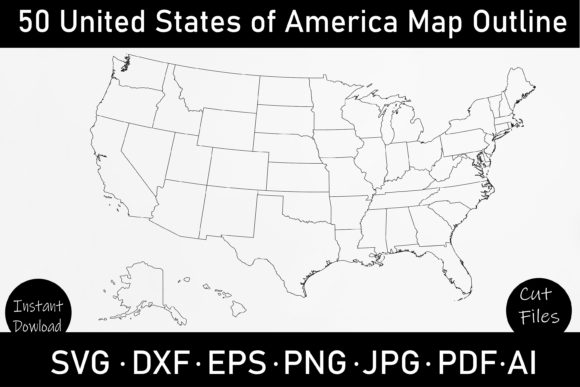 Download 50 United States Outline Map Svg - States Collection