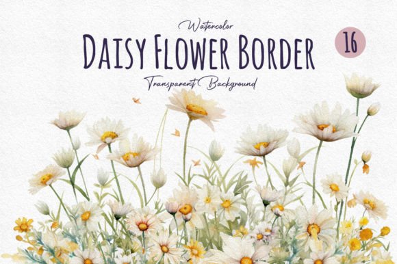 Download Watercolor Daisy Flower Border Clipart - Flower Collection