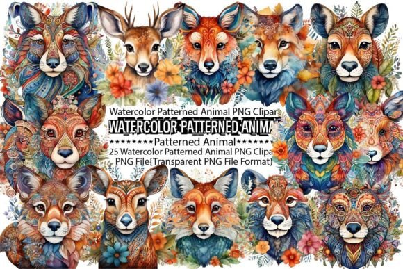 Download Watercolor Patterned Animal Sublimation - Animal Collection