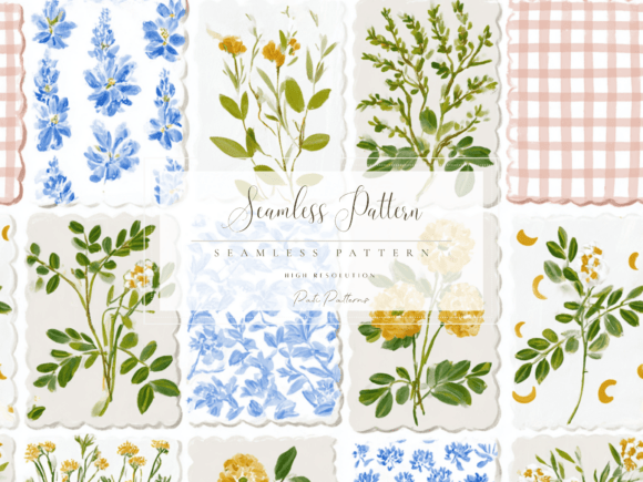 Download Seamless Floral Grid Pattern PNG - Premium Bundle