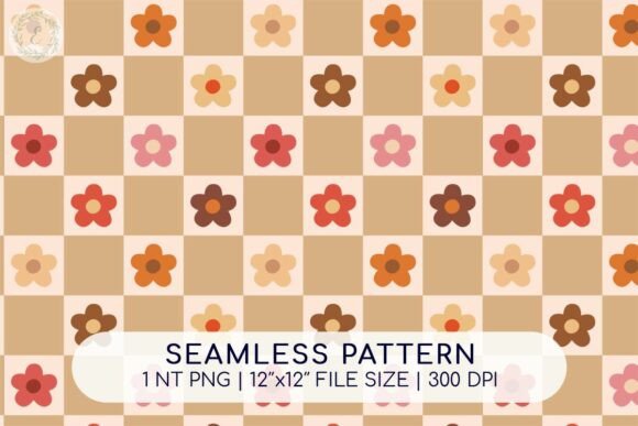 Download Retro Flowers Checker Seamless Pattern - Flower Collection