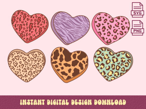 Download Candy Hearts with Animal Prints PNG SVG - Animal Collection