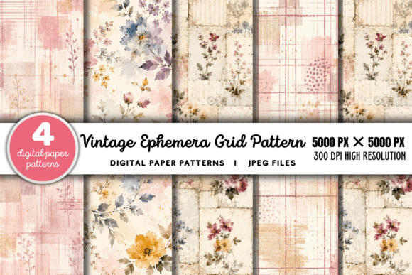 Download Vintage Grid Lined Ephemera Pattern 1 - Premium Resources