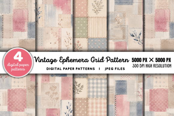 Download Vintage Grid Lined Ephemera Background 1 - Premium Resources