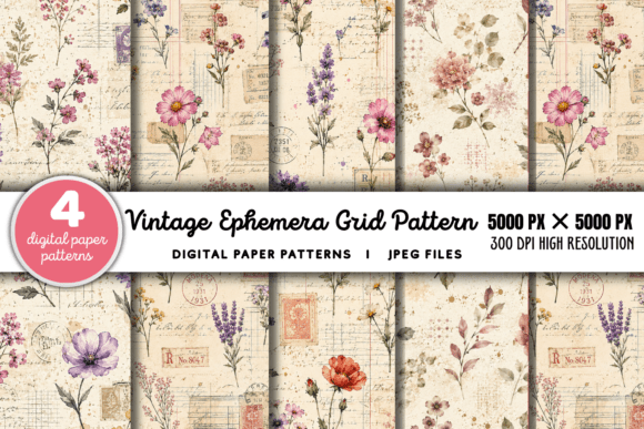 Download Vintage Grid Lined Ephemera Background 3 - Premium Resources