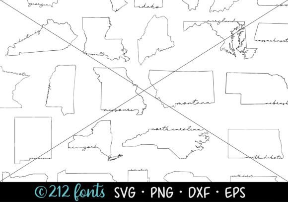 Download United States Line Art SVG PNG Graphics - States Collection