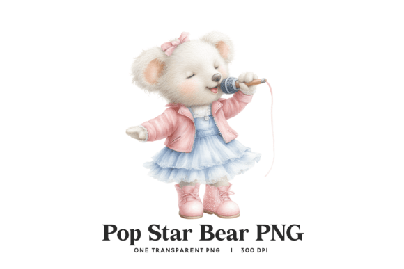 Download Pop Star Bear PNG - Singing Animal - Animal Collection
