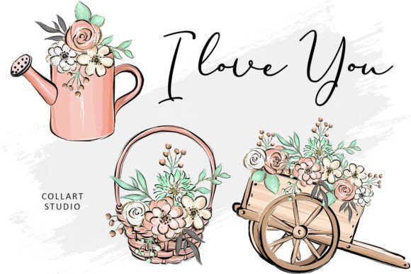 Download Cute Valentine Illustrations, Flowers - Flower Collection