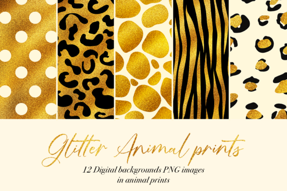 Download Glitter Animal Prints | 12 Digital Paper - Animal Collection