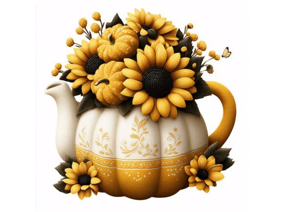 Download 9 JPG Sunflower Pumpkin Teapot Set - Flower Collection